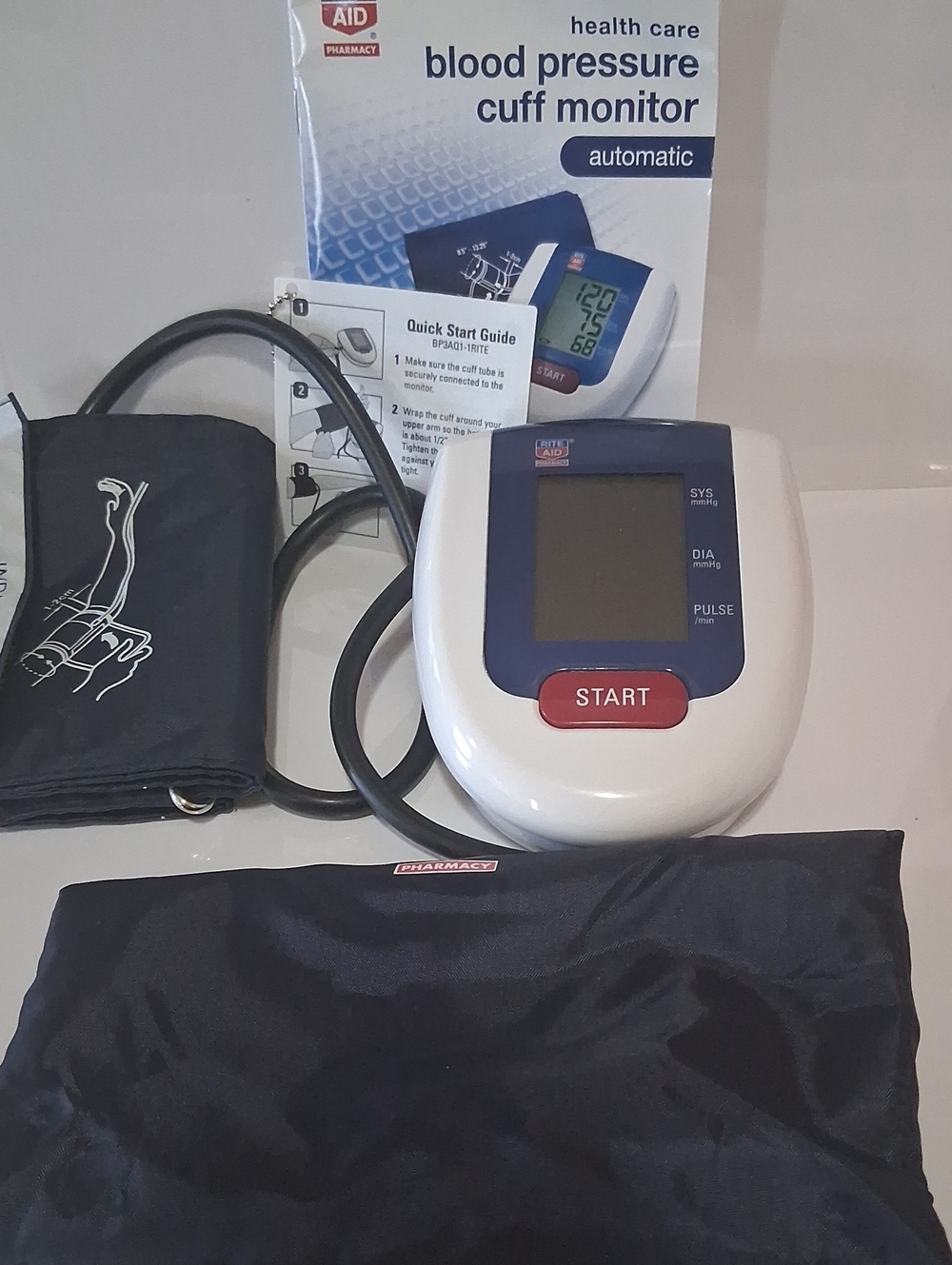 Health Care Blood Pressure Cuff Monitor - White and Blue